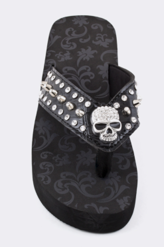 Skull flip flops womens sales