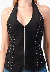 Ozark™ Zipped Up Faux Suede Halter Top (3900)