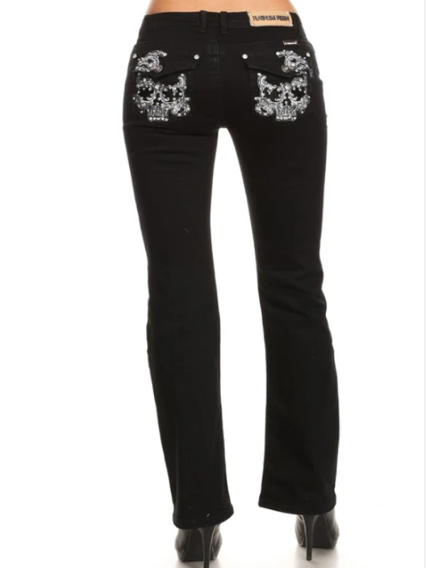FINAL SALE - Gorgeous Skull™ Black Jean (5521) - TaraLey