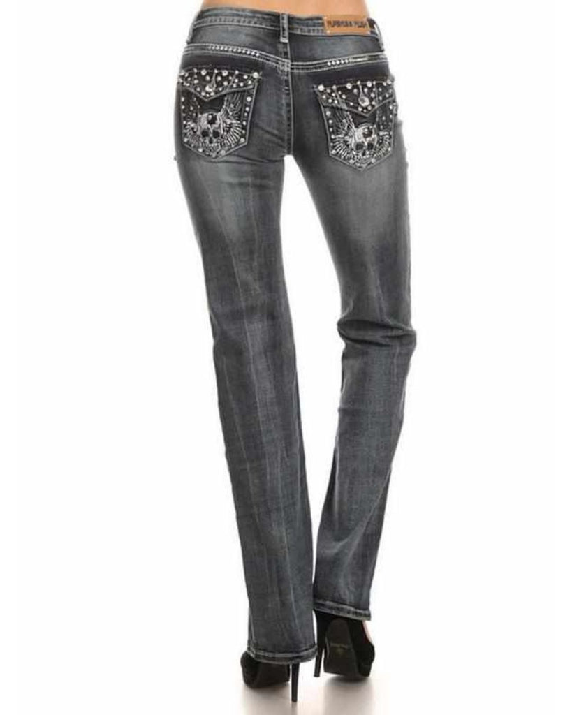 Naughty Too™ Distressed Skull Jean (4013)