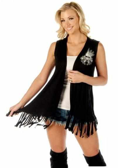 Flirty ™ Skull Cardigan Vest (8366) - TaraLey