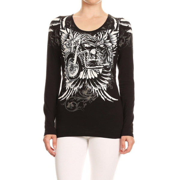 Fall Ryders™ Long Sleeve Rhinestone Top (3002) - TaraLey