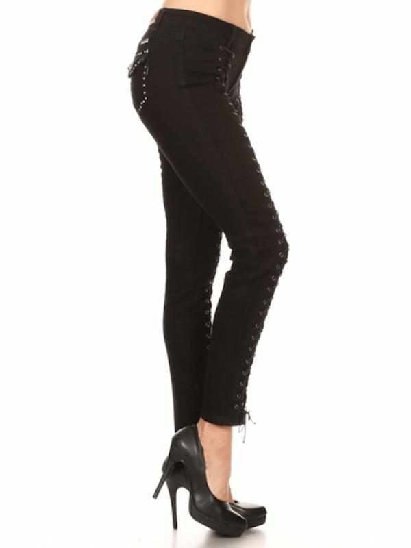 FINAL SALE - Lace ME Up™ Black Skinny Denim - TaraLey