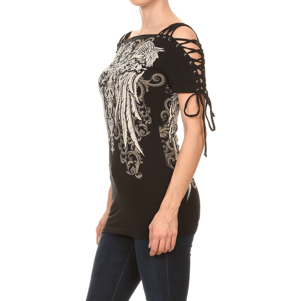 Laceup Cross™ Rhinestone Top (1960) - TaraLey