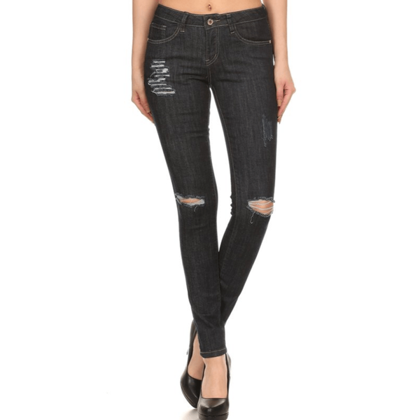 Ripped Skinny Blue Denim Jeans - TaraLey