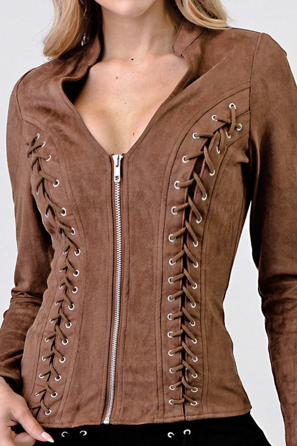 Winter Kisses™ Long Sleeve Suede Top (3682)