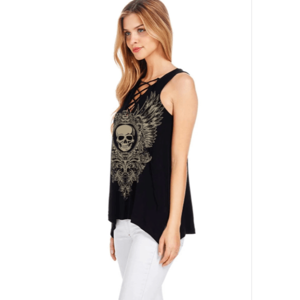 Winged Skull Laceup™ Top (17653) - TaraLey